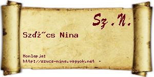 Szűcs Nina névjegykártya